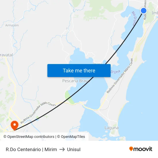 R.Do Centenário | Mirim to Unisul map