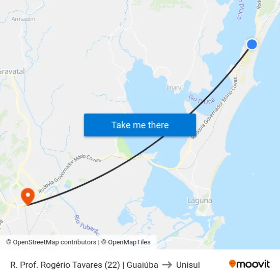 R. Prof. Rogério Tavares (22) | Guaiúba to Unisul map