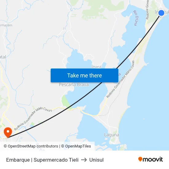 Embarque | Supermercado Tieli to Unisul map