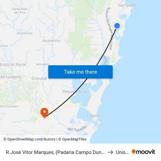 R.José Vitor Marques, (Padaria Campo Duna) to Unisul map