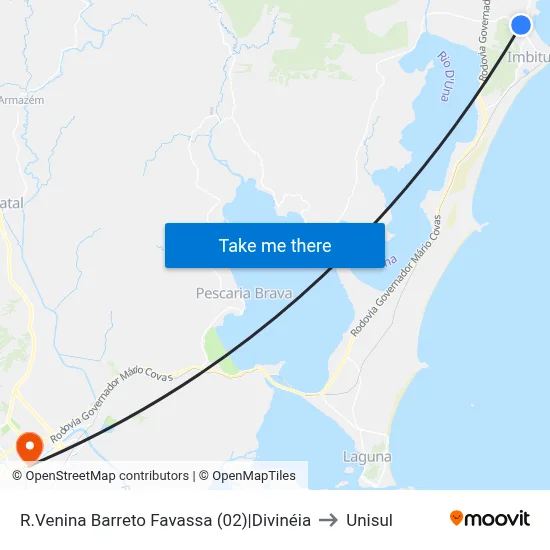 R.Venina Barreto Favassa (02)|Divinéia to Unisul map