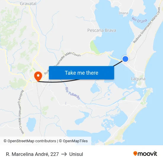 R. Marcelina André, 227 to Unisul map