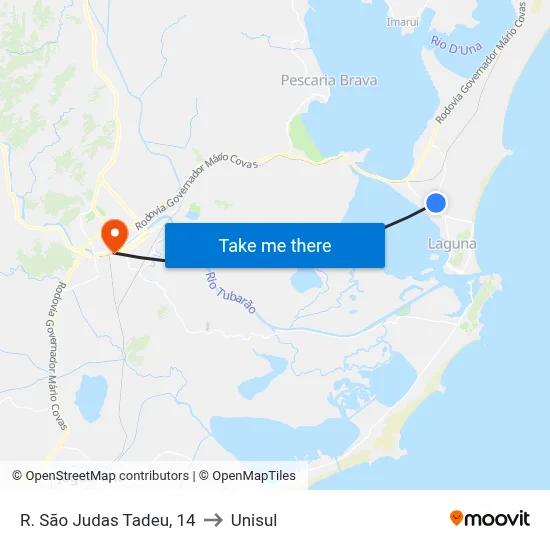 R. São Judas Tadeu, 14 to Unisul map