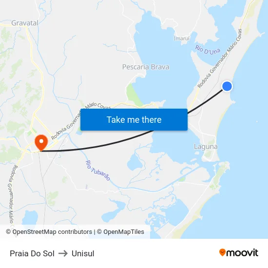Praia Do Sol to Unisul map