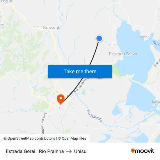 Estrada Geral | Rio Prainha to Unisul map