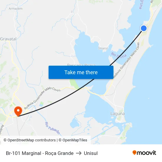 Br-101 Marginal - Roça Grande to Unisul map