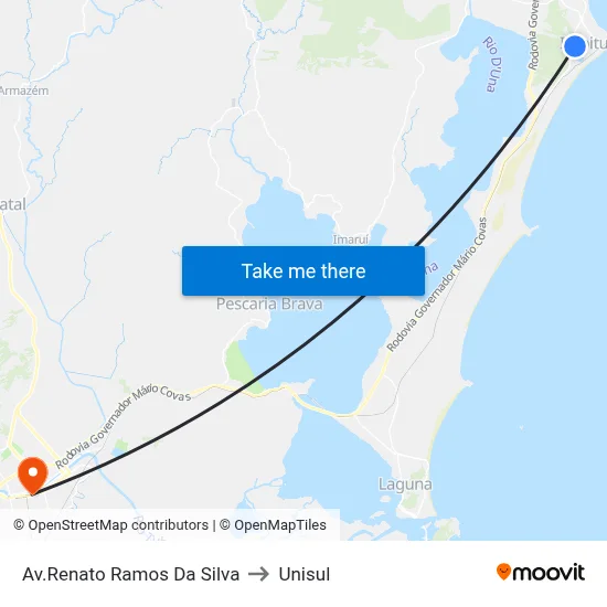 Av.Renato Ramos Da Silva to Unisul map