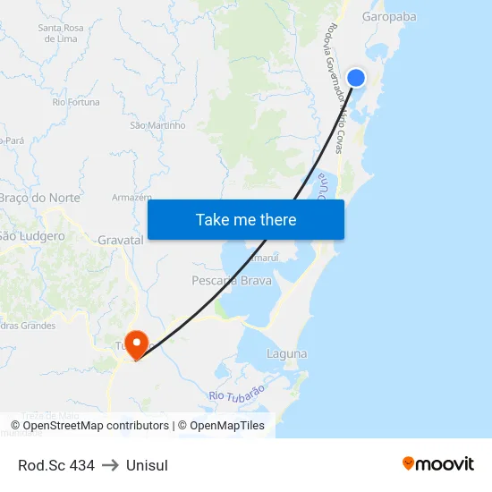 Rod.Sc 434 to Unisul map