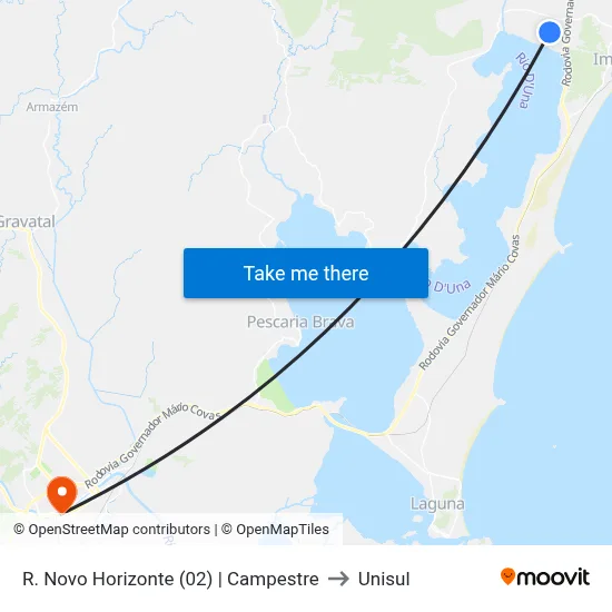 R. Novo Horizonte (02) | Campestre to Unisul map