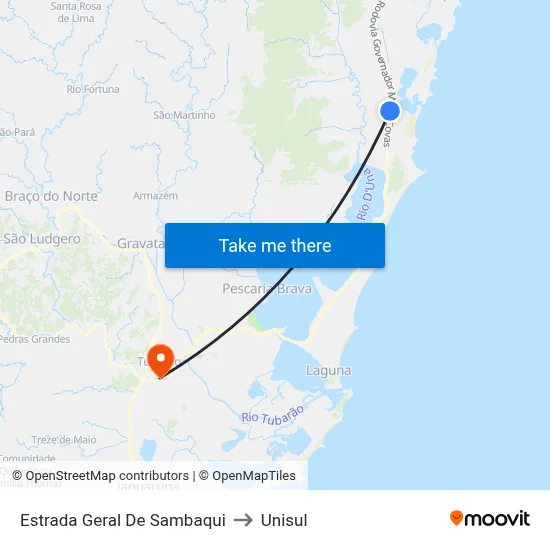 Estrada Geral De Sambaqui to Unisul map