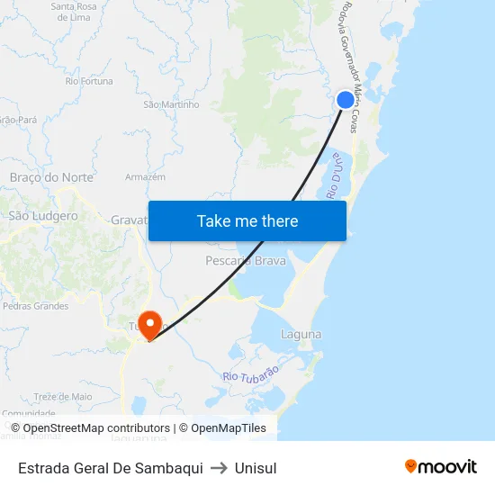 Estrada Geral De Sambaqui to Unisul map