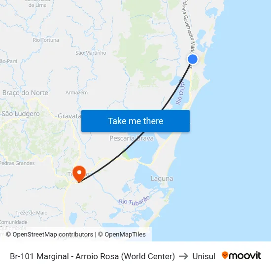Br-101 Marginal - Arroio Rosa (World Center) to Unisul map