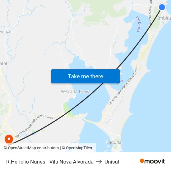 R.Heríclio Nunes - Vila Nova Alvorada to Unisul map