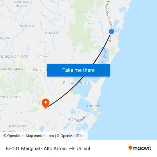 Br-101 Marginal - Alto Arroio to Unisul map