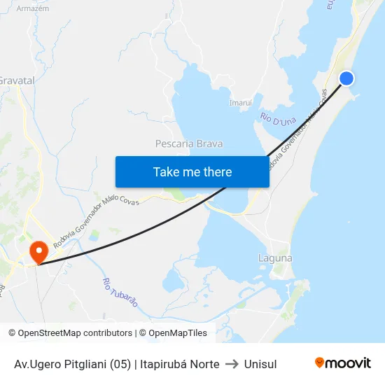 Av.Ugero Pitgliani (05) | Itapirubá Norte to Unisul map