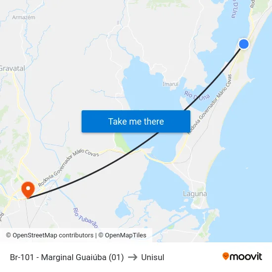 Br-101 - Marginal Guaiúba (01) to Unisul map