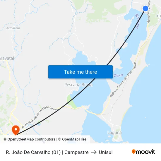 R. João De Carvalho (01) | Campestre to Unisul map