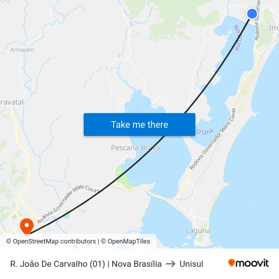 R. João De Carvalho (01) | Nova Brasília to Unisul map