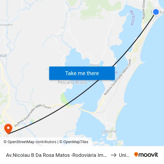 Av.Nicolau B Da Rosa Matos -Rodoviária Imbituba to Unisul map