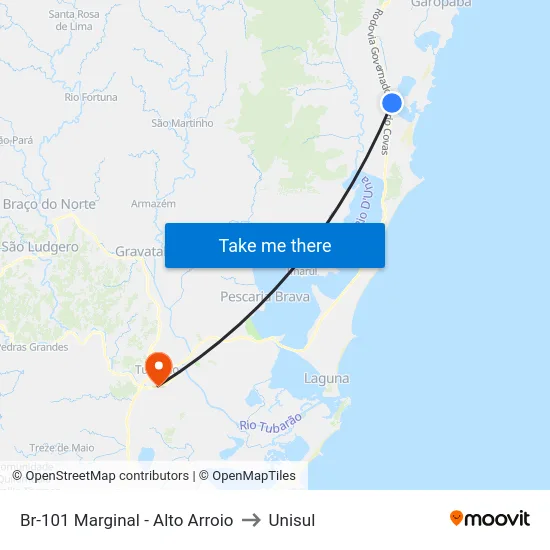 Br-101 Marginal - Alto Arroio to Unisul map