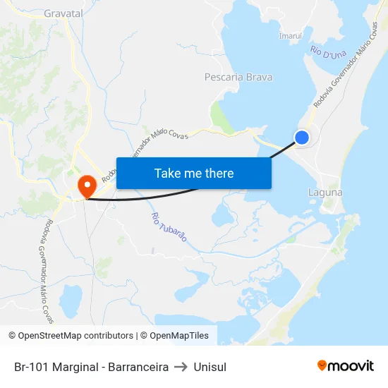 Br-101 Marginal - Barranceira to Unisul map