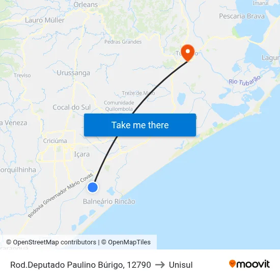 Rod.Deputado Paulino Búrigo, 12790 to Unisul map