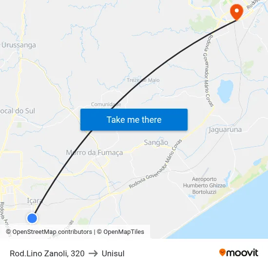 Rod.Lino Zanoli, 320 to Unisul map