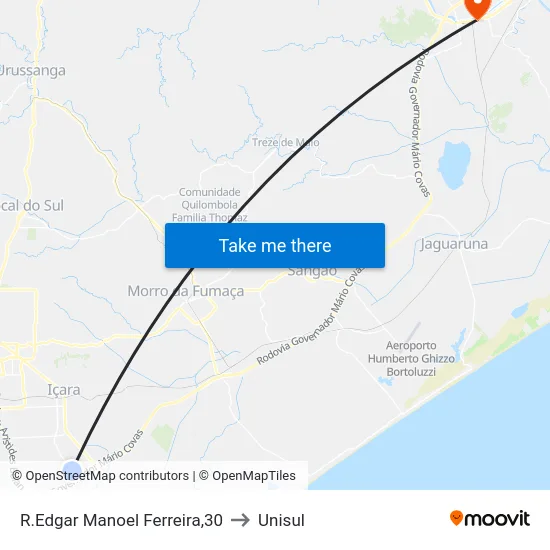 R.Edgar Manoel Ferreira,30 to Unisul map