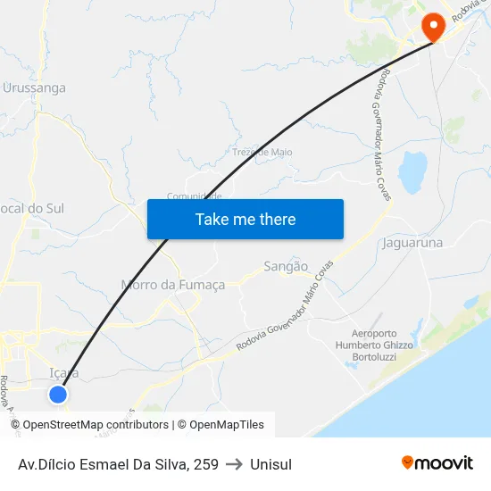 Av.Dílcio Esmael Da Silva, 259 to Unisul map