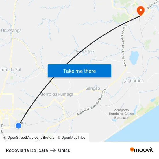 Rodoviária De Içara to Unisul map