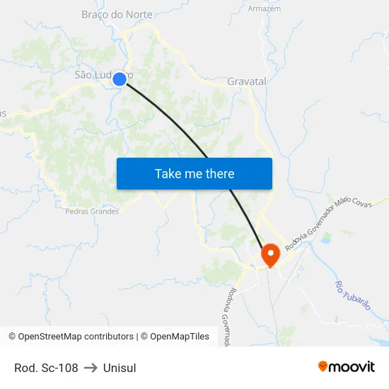 Rod. Sc-108 to Unisul map