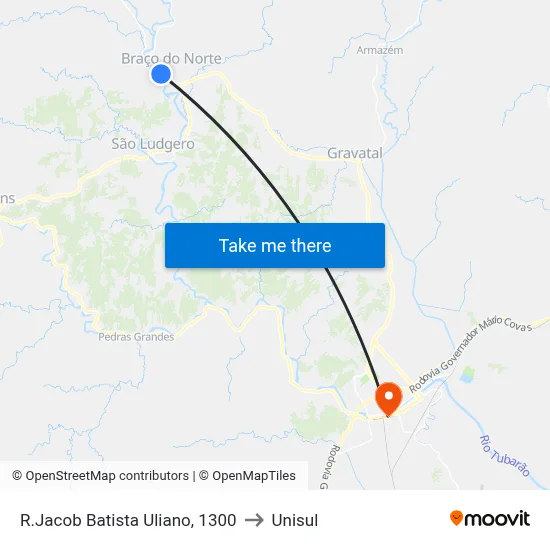 R.Jacob Batista Uliano, 1300 to Unisul map