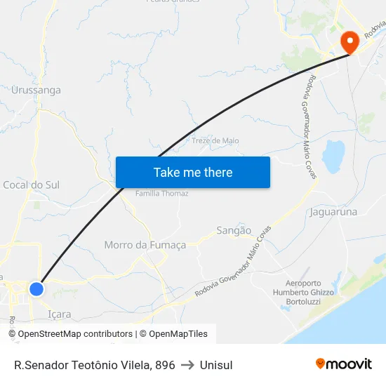 R.Senador Teotônio Vilela, 896 to Unisul map