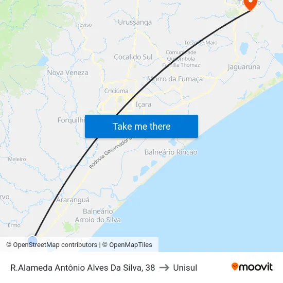 R.Alameda Antônio Alves Da Silva, 38 to Unisul map