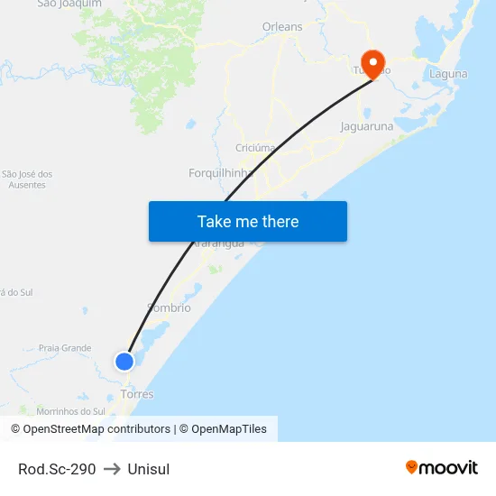 Rod.Sc-290 to Unisul map