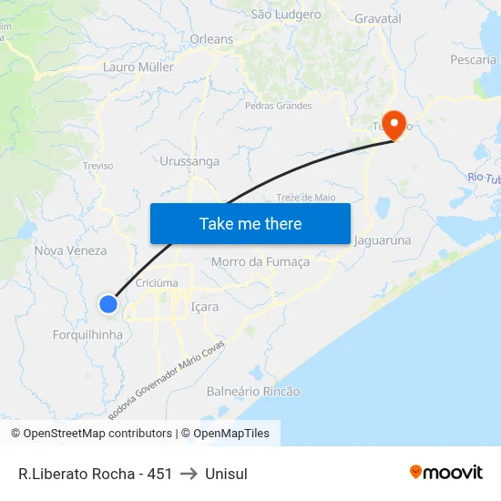 R.Liberato Rocha - 451 to Unisul map