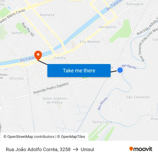 Rua João Adolfo Corrêa, 3258 to Unisul map