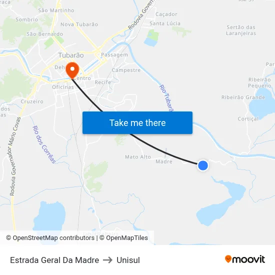 Estrada Geral Da Madre to Unisul map