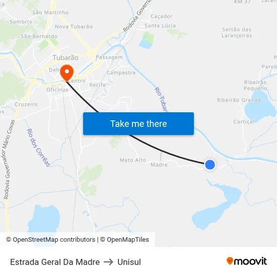 Estrada Geral Da Madre to Unisul map
