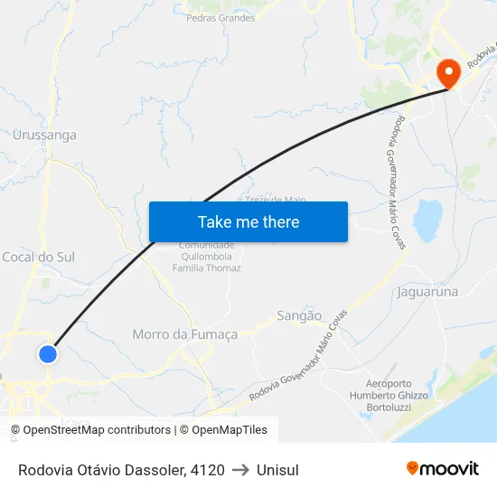 Rodovia Otávio Dassoler, 4120 to Unisul map