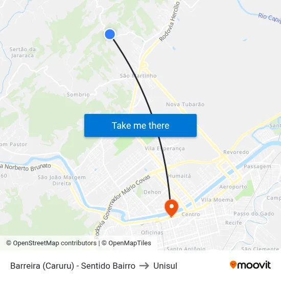 Barreira (Caruru) - Sentido Bairro to Unisul map