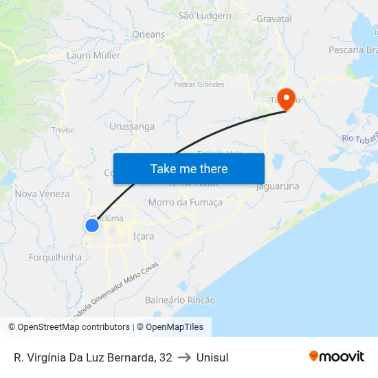 R. Virgínia Da Luz Bernarda, 32 to Unisul map