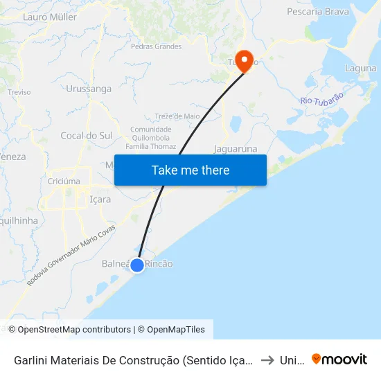 Garlini Materiais De Construção (Sentido Içara/Criciúma) to Unisul map