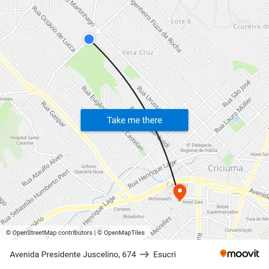 Avenida Presidente Juscelino, 674 to Esucri map