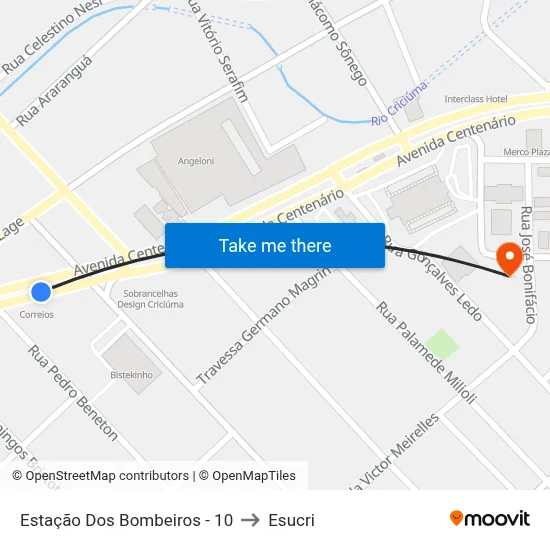 Estação Dos Bombeiros - 10 to Esucri map