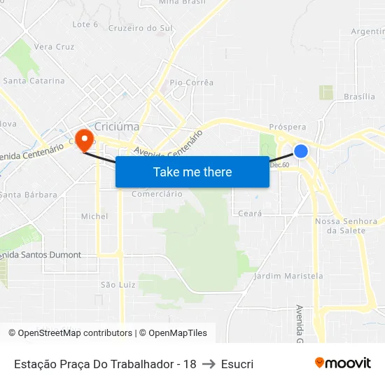 Estação Praça Do Trabalhador - 18 to Esucri map