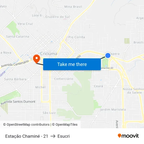 Estação Chaminé - 21 to Esucri map