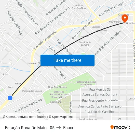 Estação Rosa De Maio - 05 to Esucri map