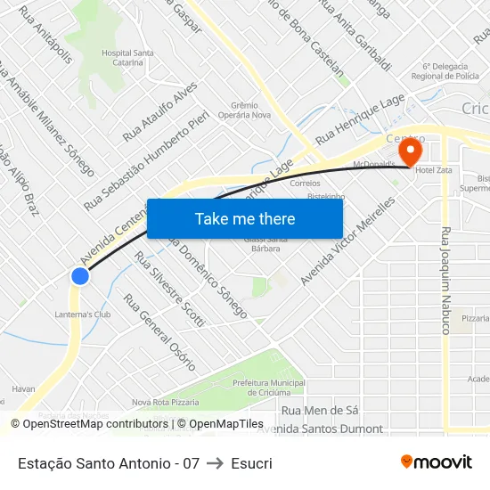 Estação Santo Antonio - 07 to Esucri map