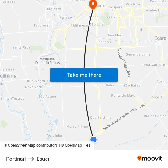 Portinari to Esucri map